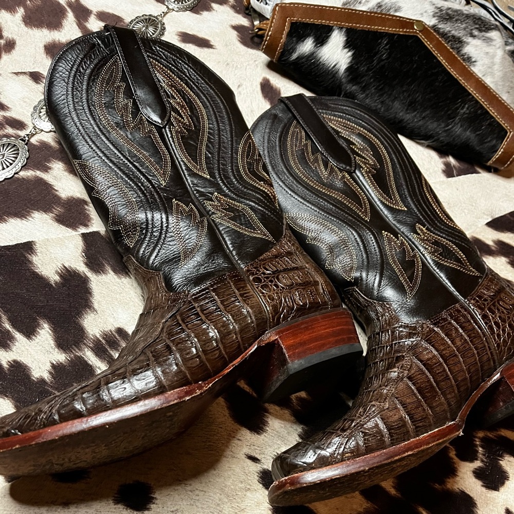Genuine Caiman Leather Western Boots